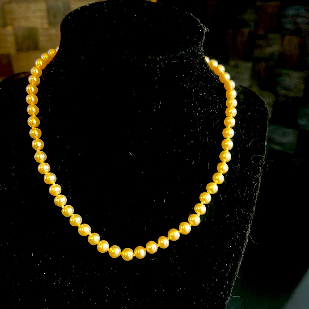 DaneCraft Vintage One String Sterling Pearl Necklace GP Clasp